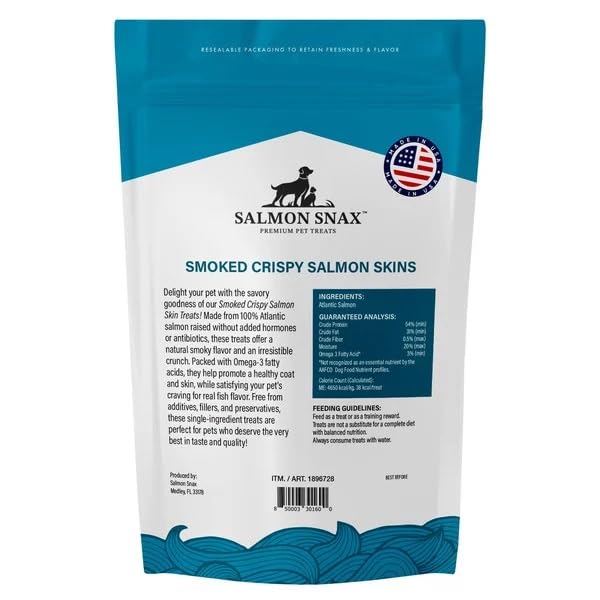 Salmon Snax omega-3 coat boost 01 promotes shiny fur and healthy skin.