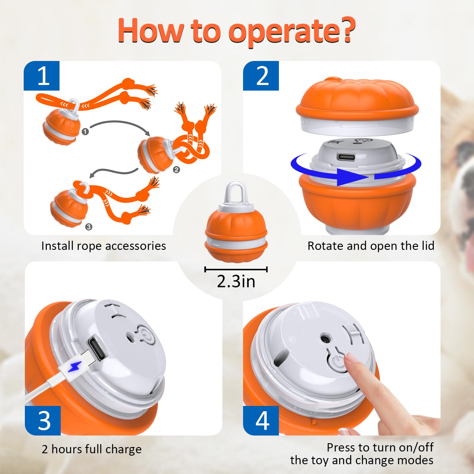 Salodal Peppy Pet Ball yellow interaction mode invites owner-guided play sessions.