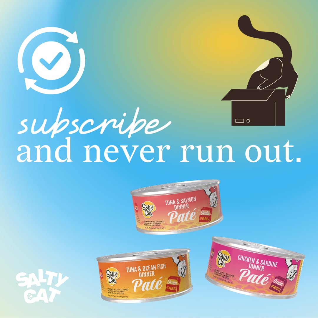 Salty Cat Captain's Catch Dinner Paté open can, visually rich seafood flavors ready for mealtime.