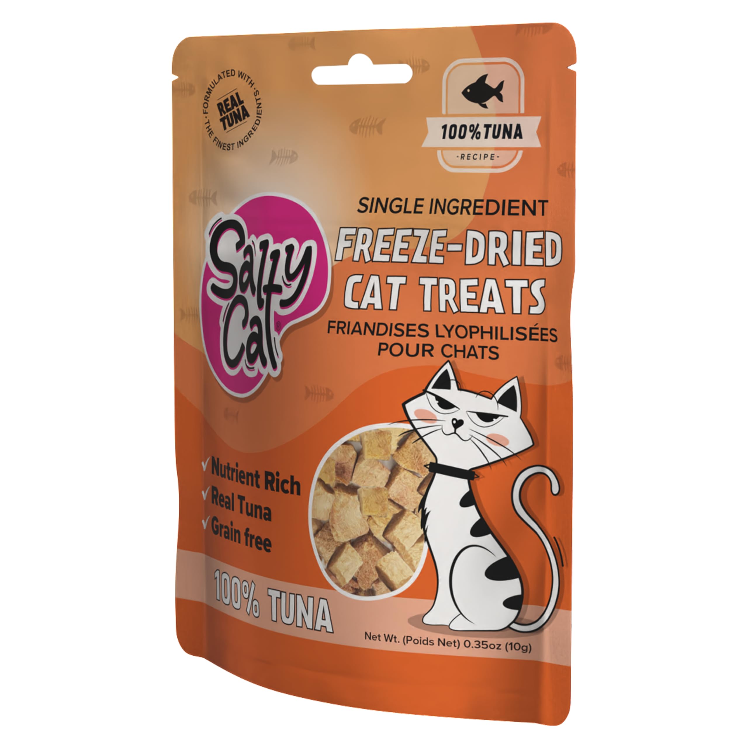 Salty Cat training reward tuna treats in package for quick training.