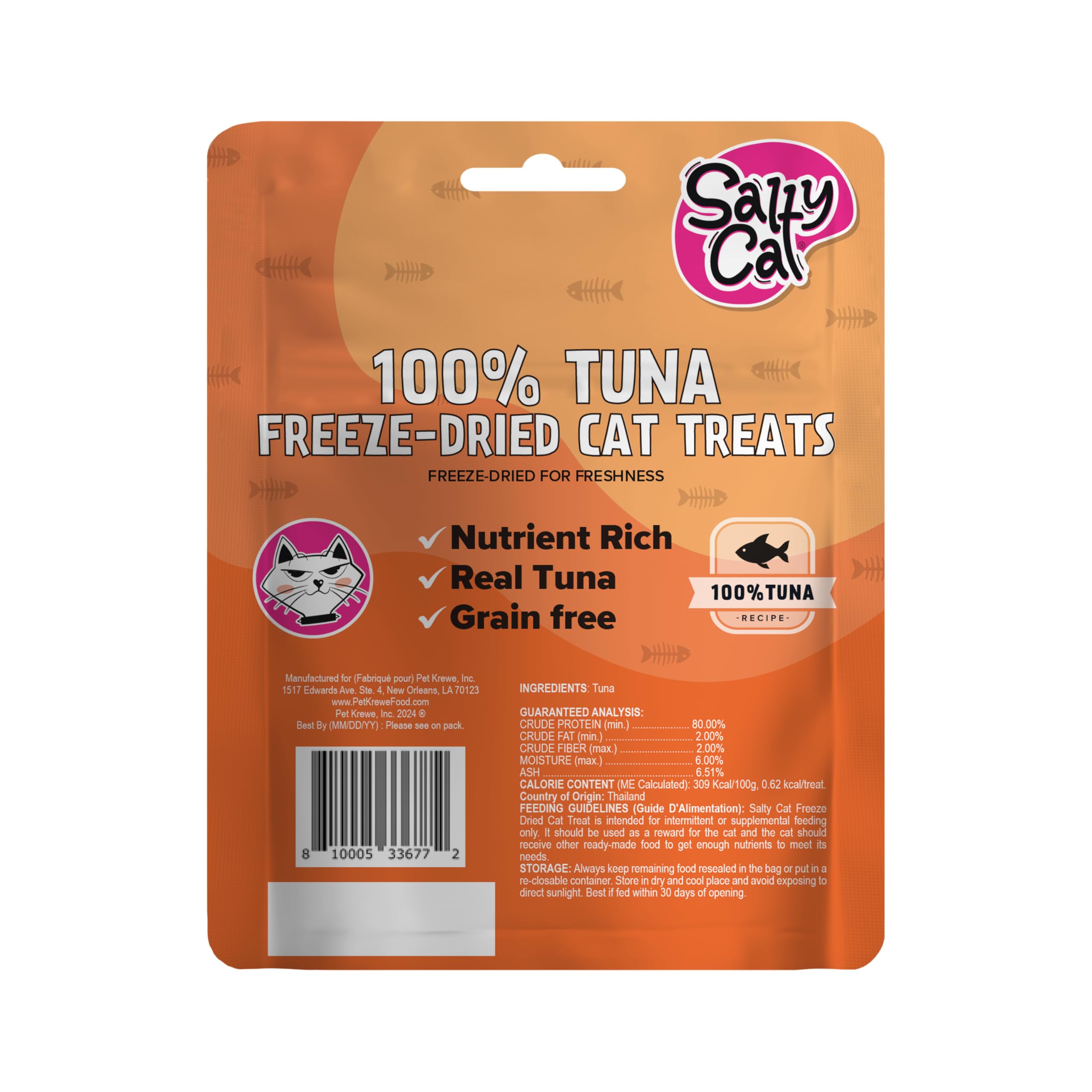 Salty Cat freeze-dried tuna treats grain-free snack option.