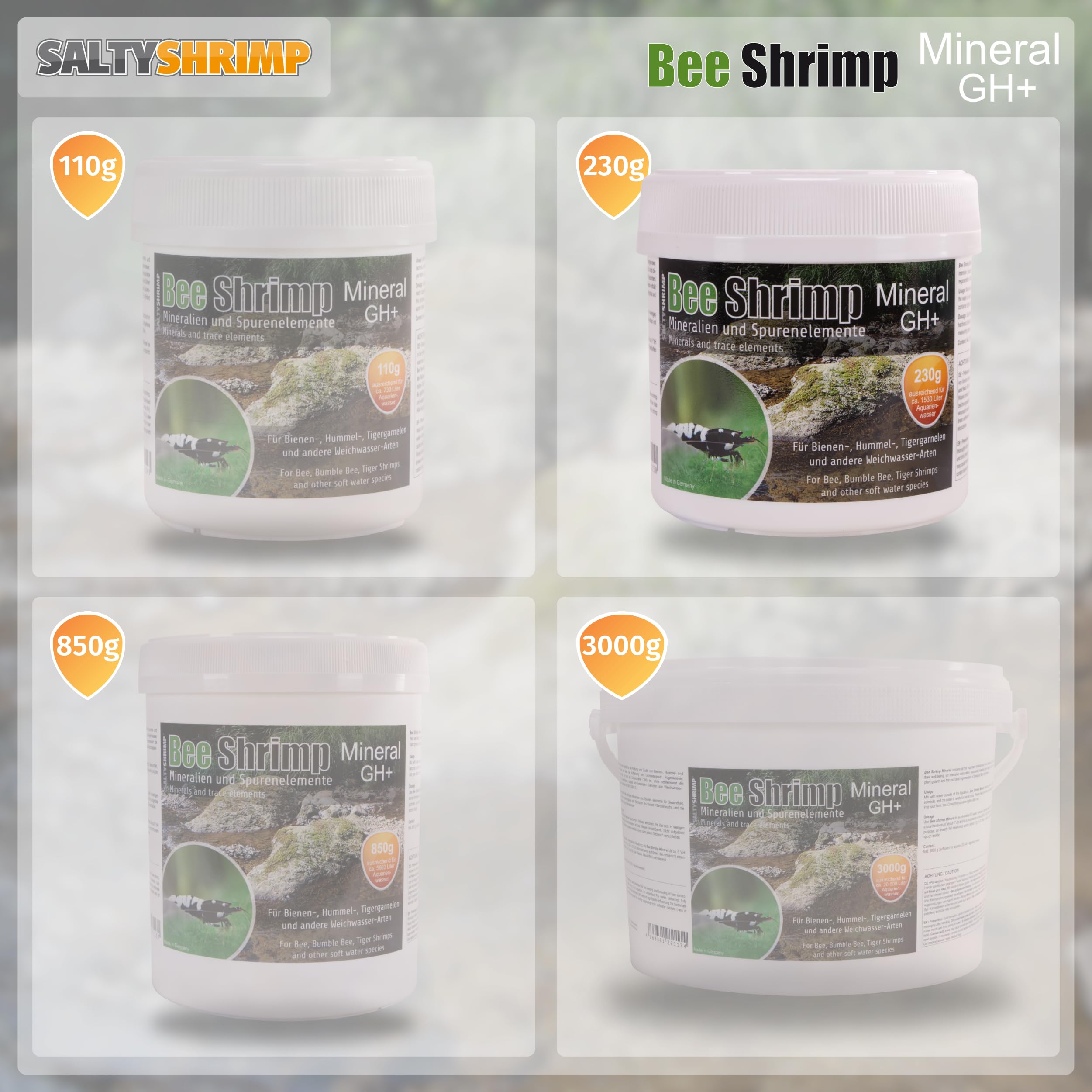 SALTYSHRIMP Bee Shrimp Mineral GH+ maintains stable water without directly lowering pH.
