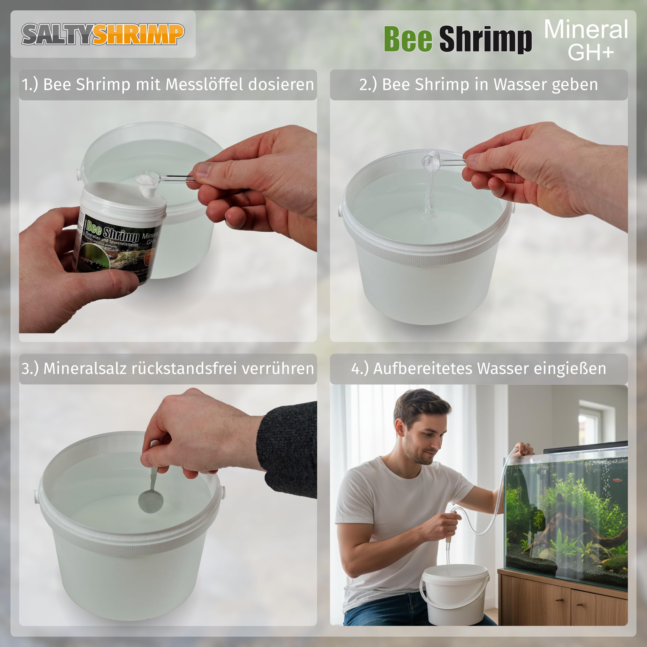 SALTYSHRIMP Bee Shrimp Mineral GH+ aids plant growth and microbial substrate vitality.