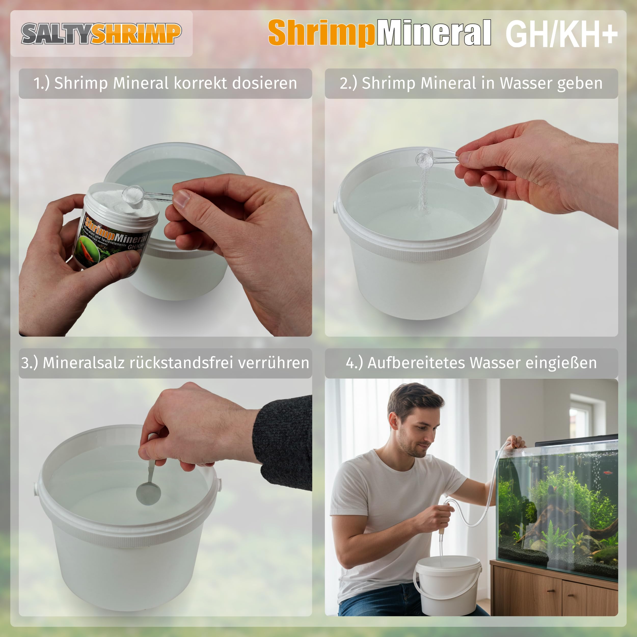 SaltyShrimp Shrimp Mineral creates neutral water suitable for shrimp habitats.