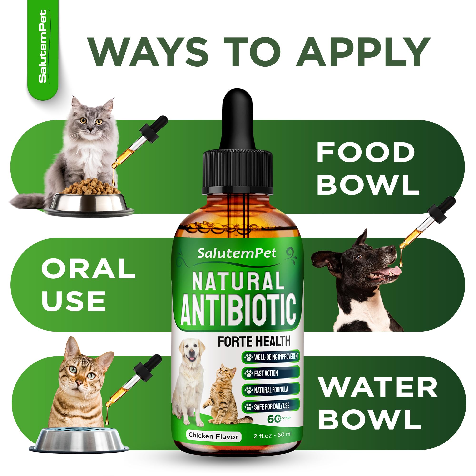 SalutemPet Forte Health 2 oz bottle on shelf