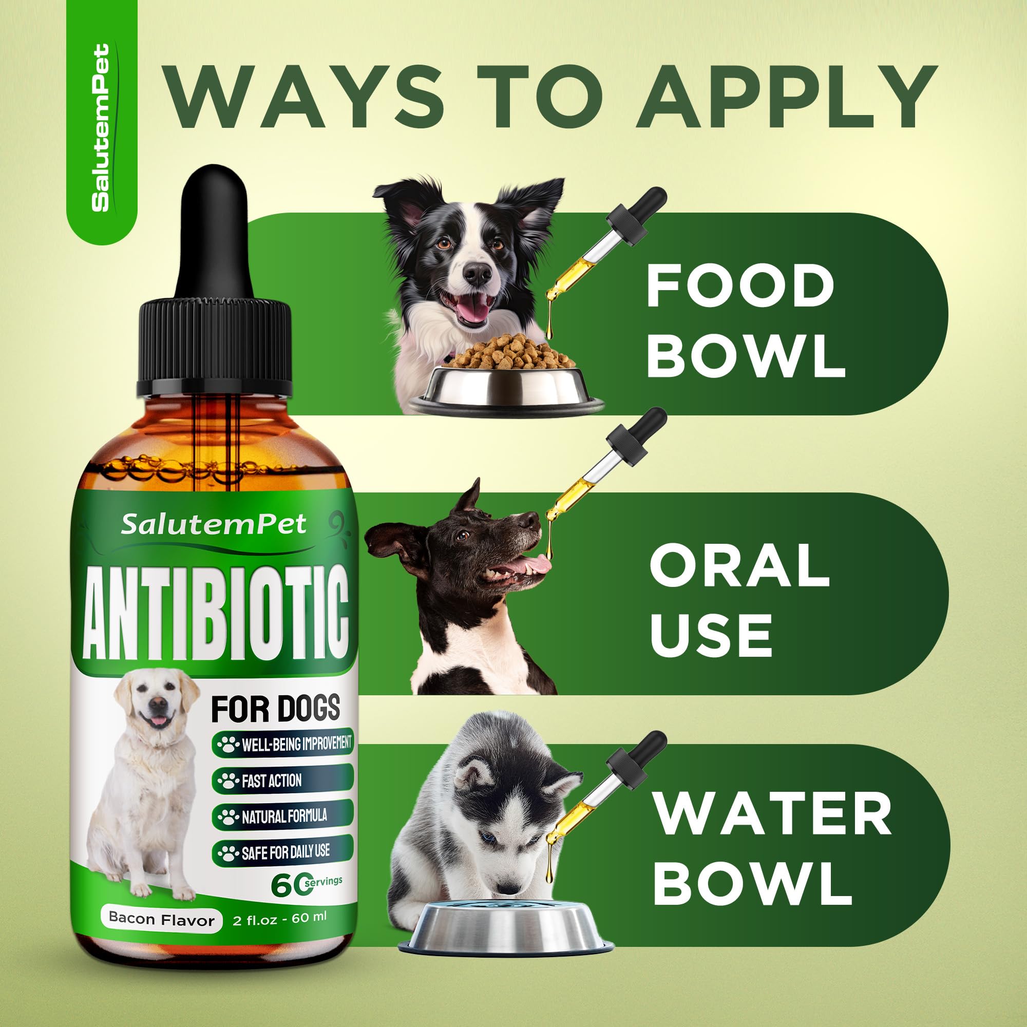 SalutemPet dogs digestive balance support in a bottle