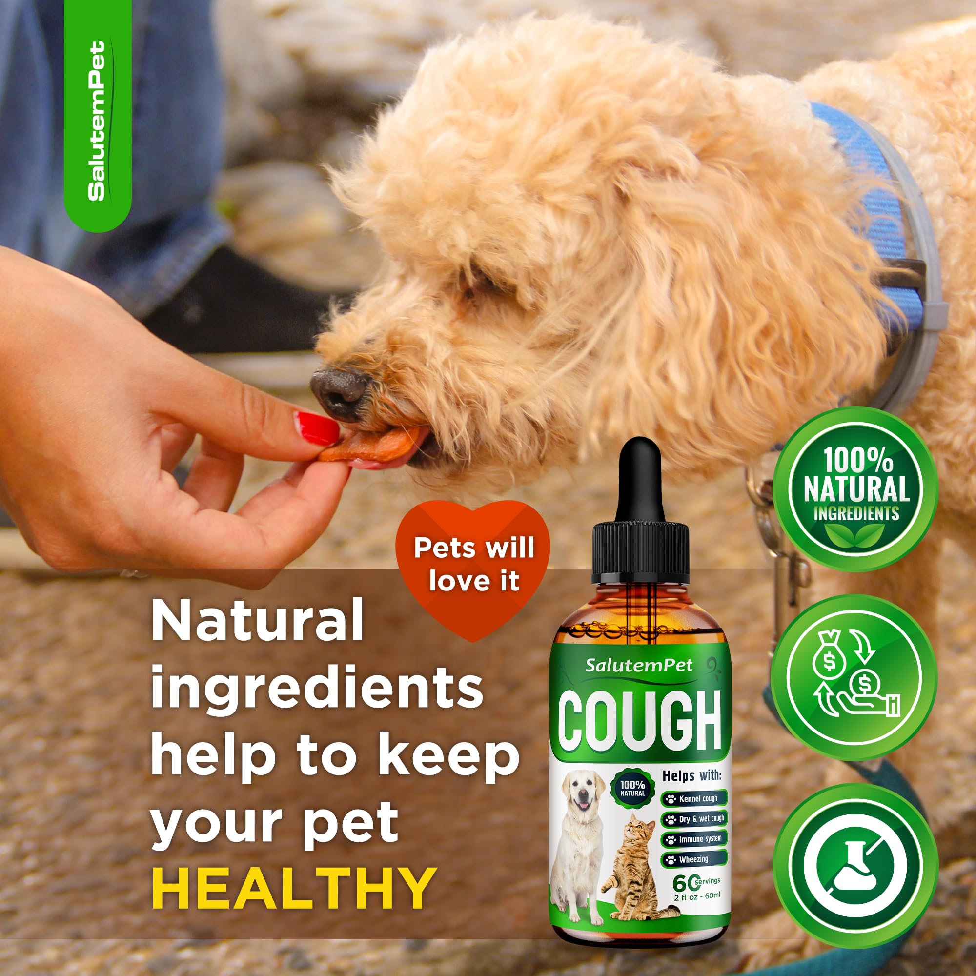 SalutemPet Kennel Cough Dosing Droppers enable weight-based administration.