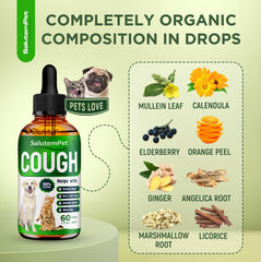 SalutemPet Kennel Cough Label Front highlights the herbal formula and directions.
