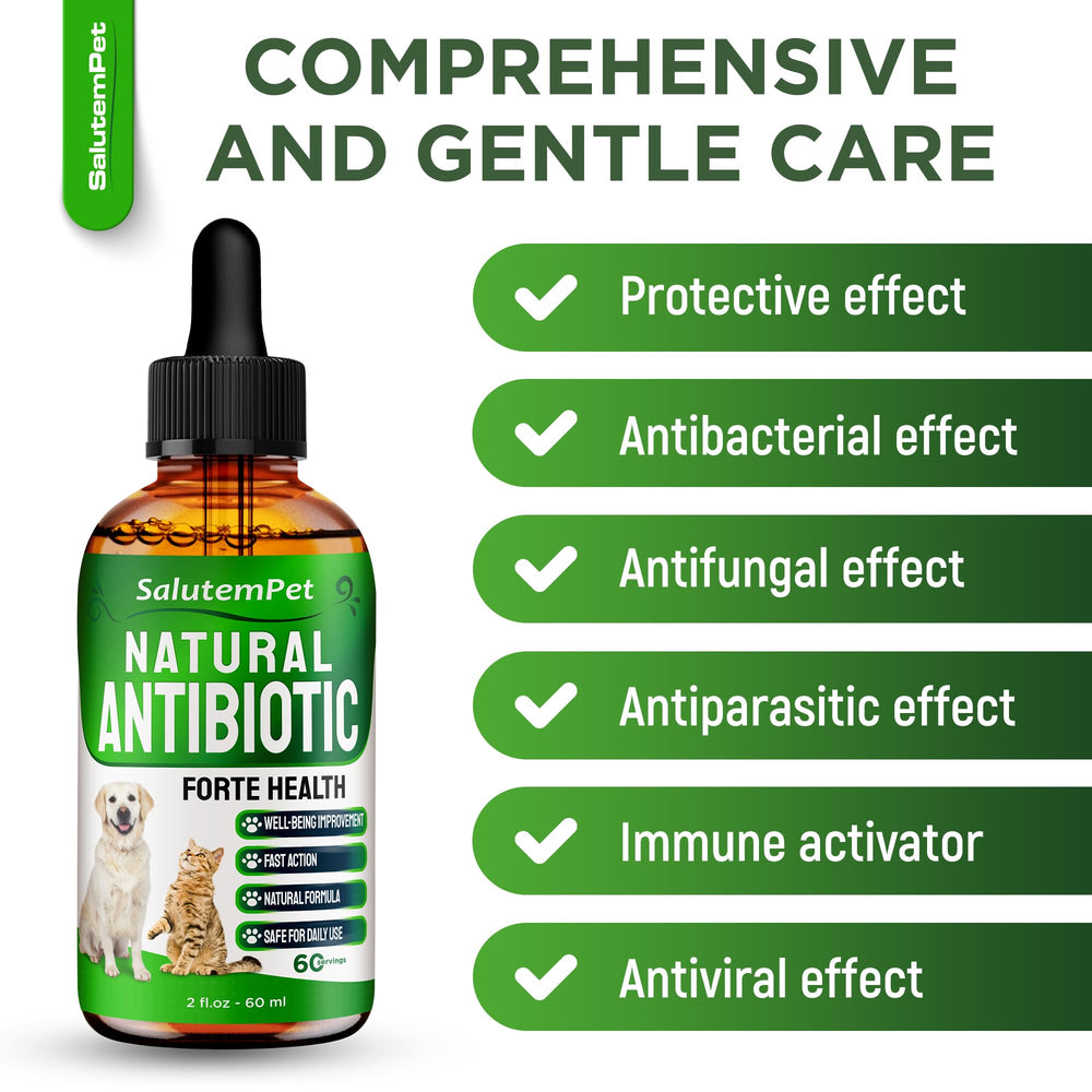 SalutemPet natural antibiotics for cats bottle with easy dosing for UTIs
