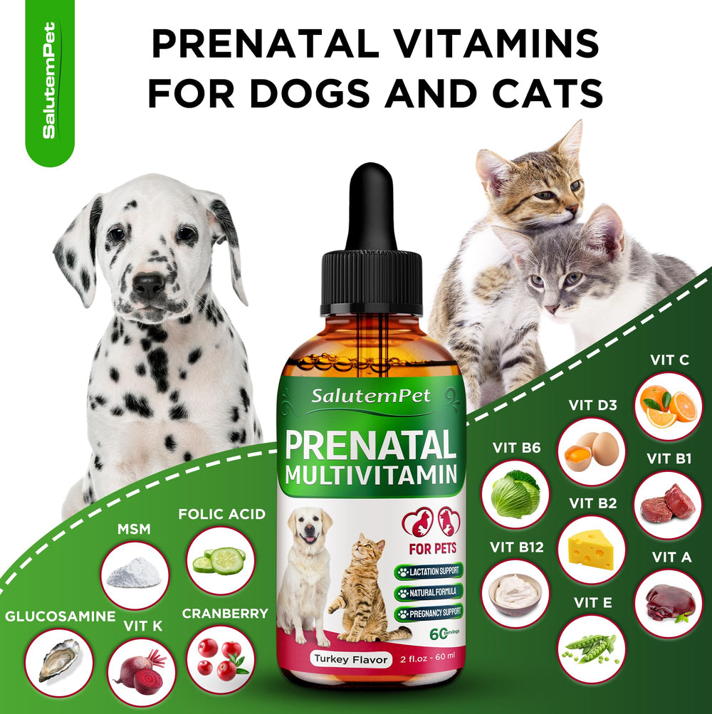 SalutemPet prenatal turkey flavor drops in a bowl ready for pets.