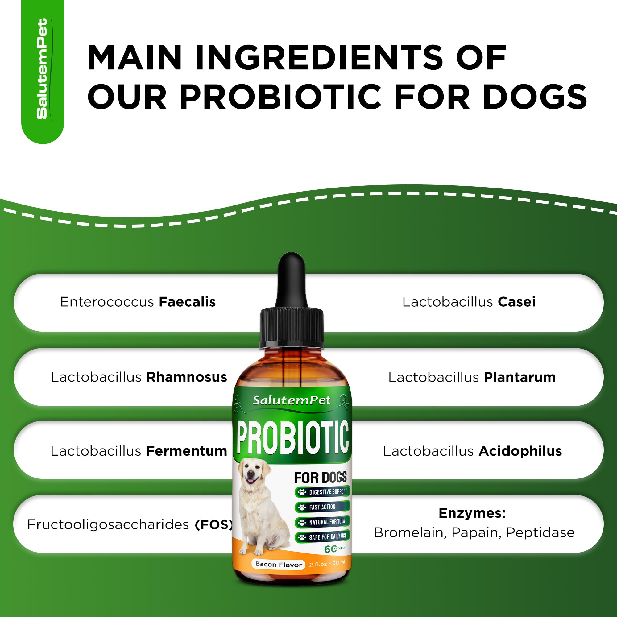  SalutemPet Probiotics bacon flavor appeals to dogs during meals
