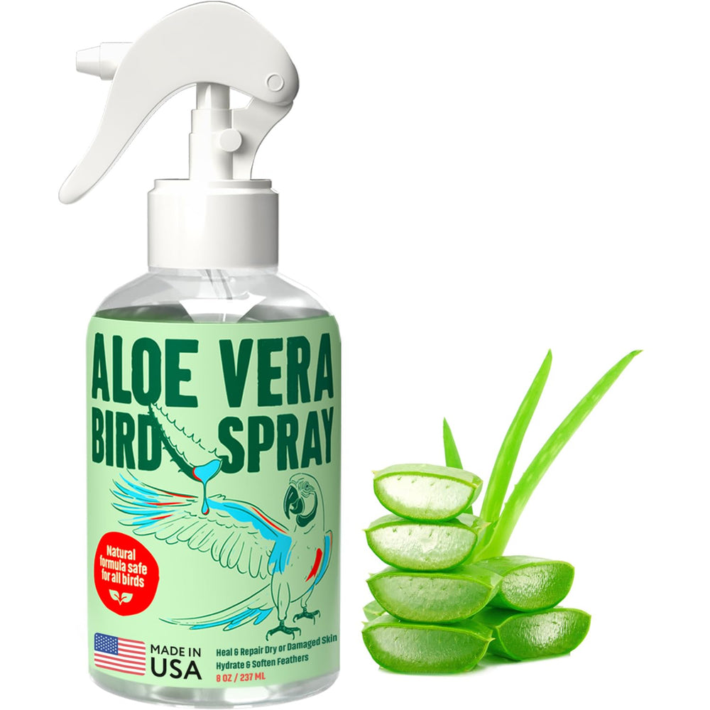 Samorillo Aloe Vera Bird Spray 8oz bottle for safe, non-toxic skin relief.