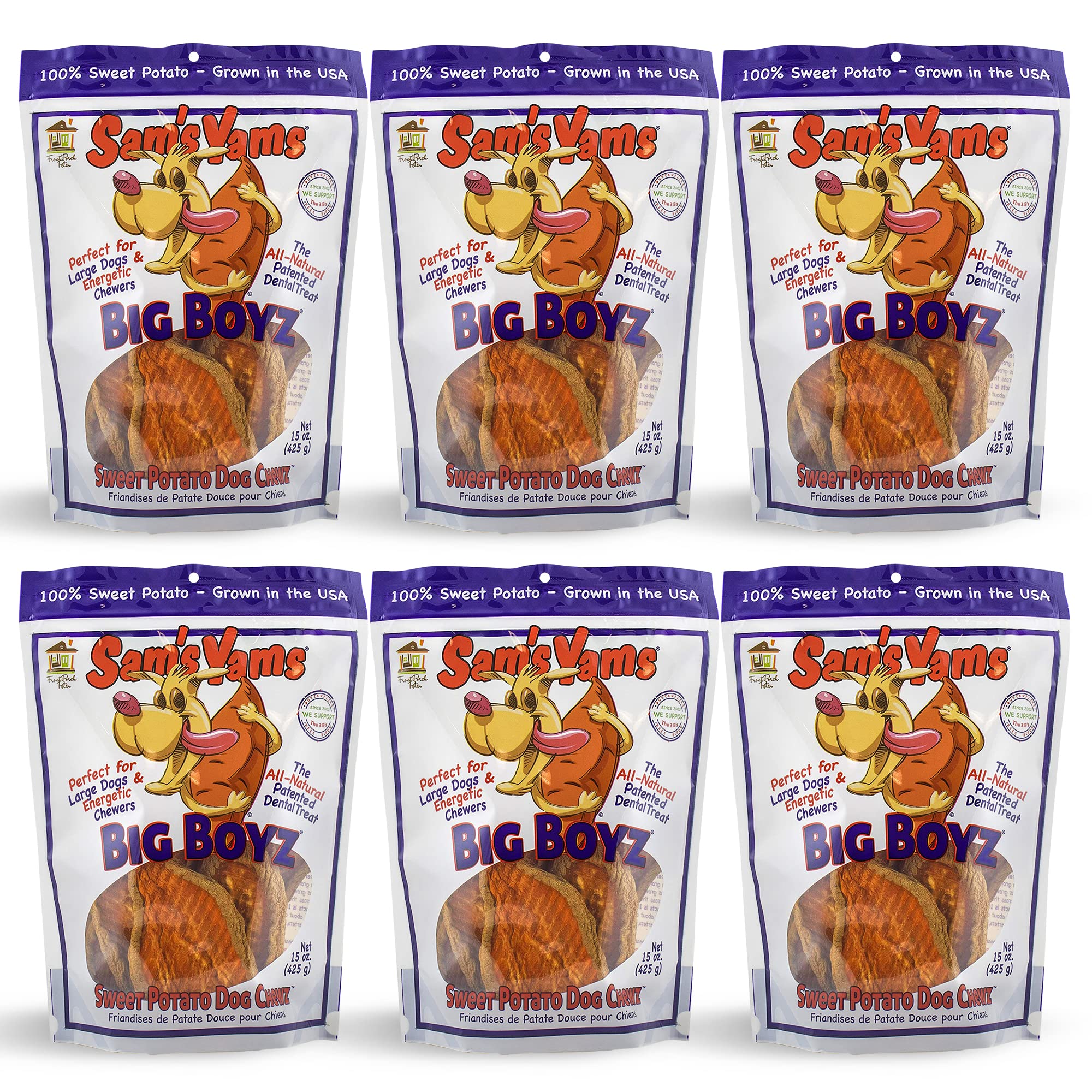 Sams Yams Big Boyz packaging with resealable bag for easy storage