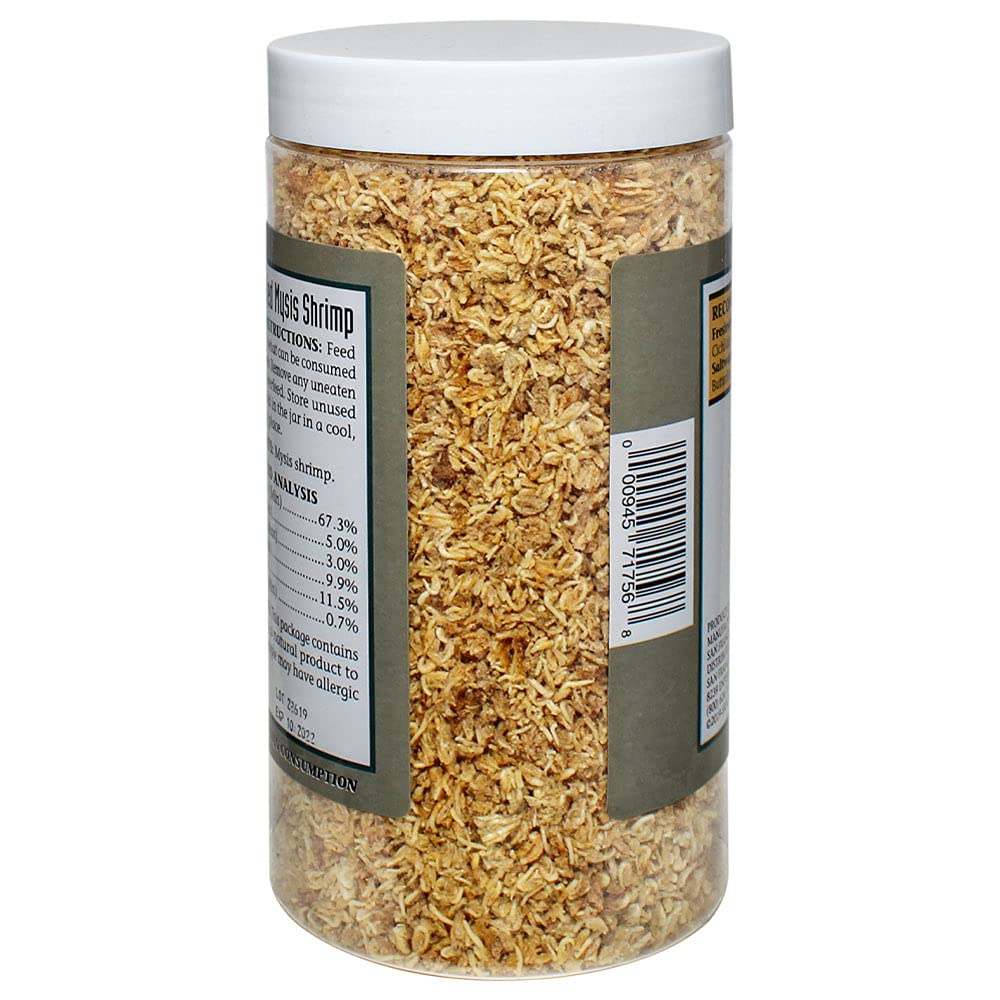 San Francisco Bay Brand Freeze-Dried Mysis Shrimp closeup reveals tiny chunks ideal for finicky eaters.