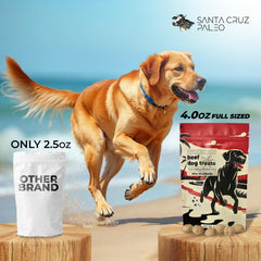 Santa Cruz Paleo dog treats serving tray demonstrates versatile use as snack or topper.