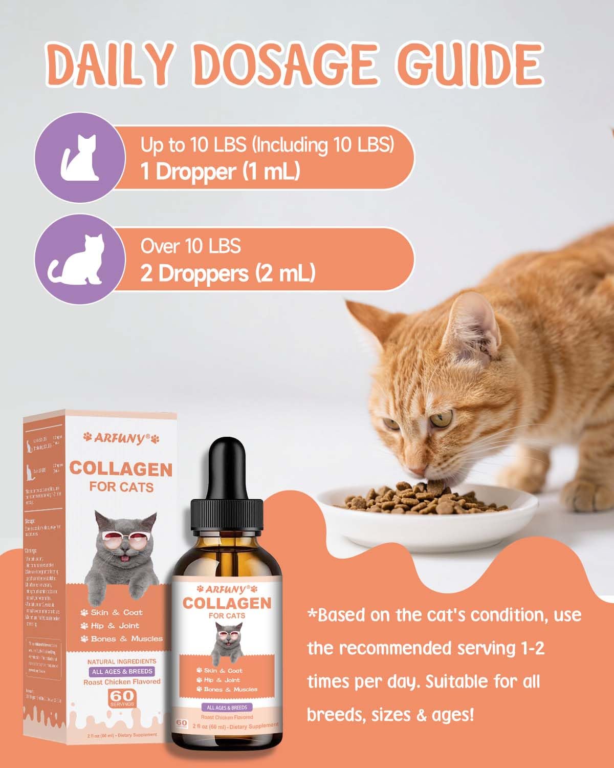 SANTKOL cat collagen drops feature roast chicken flavor cats love.