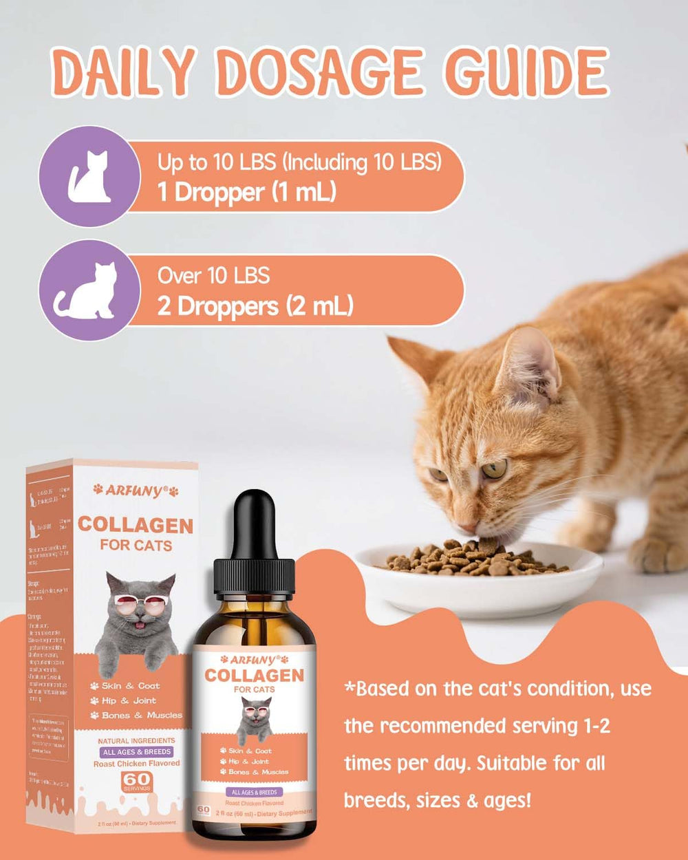 SANTKOL cat collagen drops feature roast chicken flavor cats love.
