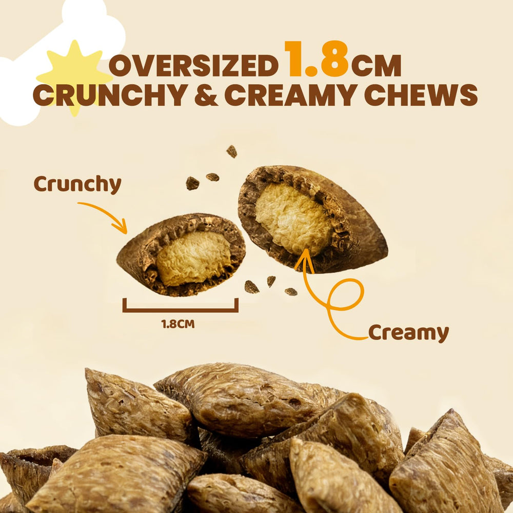 SANTKOL stuffed chew with crunchy outside and creamy center for easy chewing.