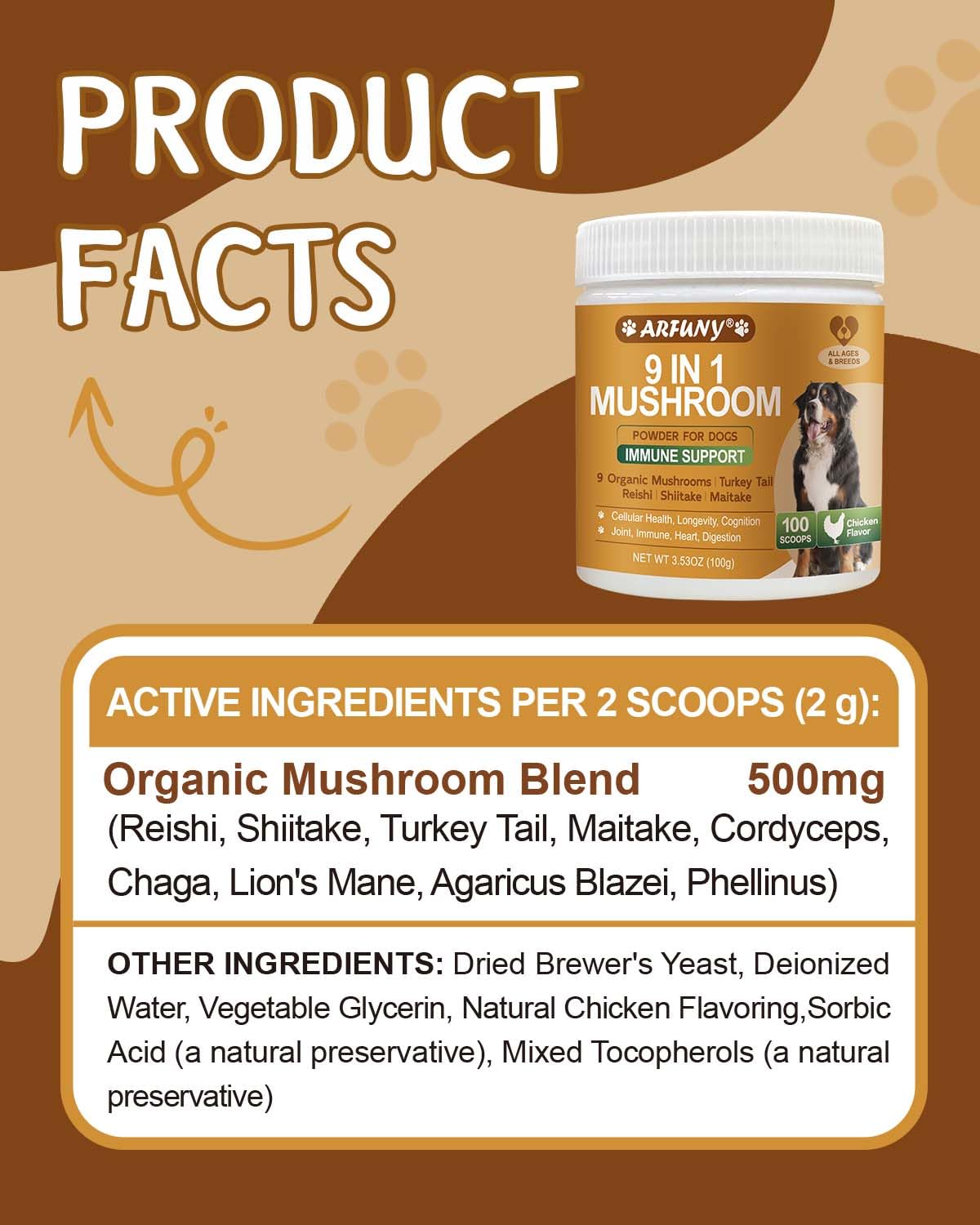 SANTKOL dog mushroom nine-mushrooms blend powder for holistic wellness.