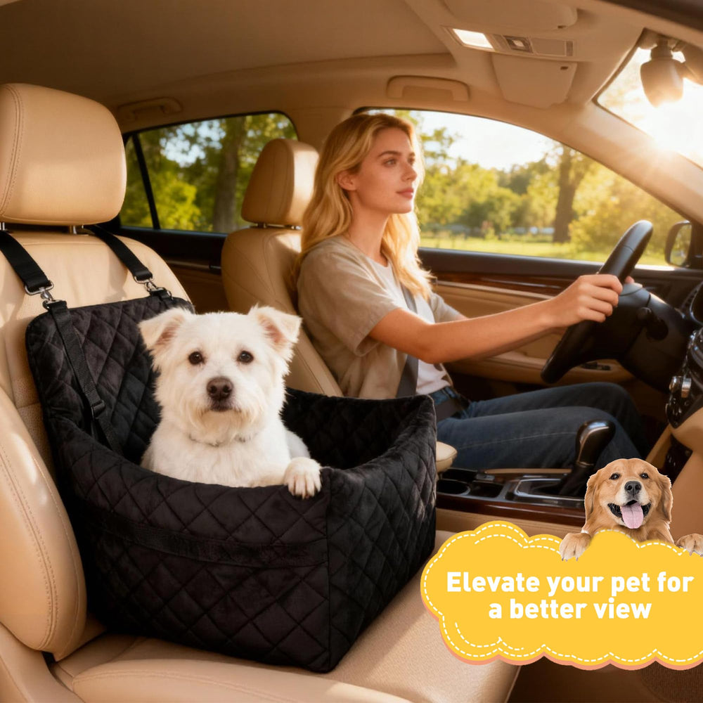 SANUODO black car seat blends with interior and hides fur during rides