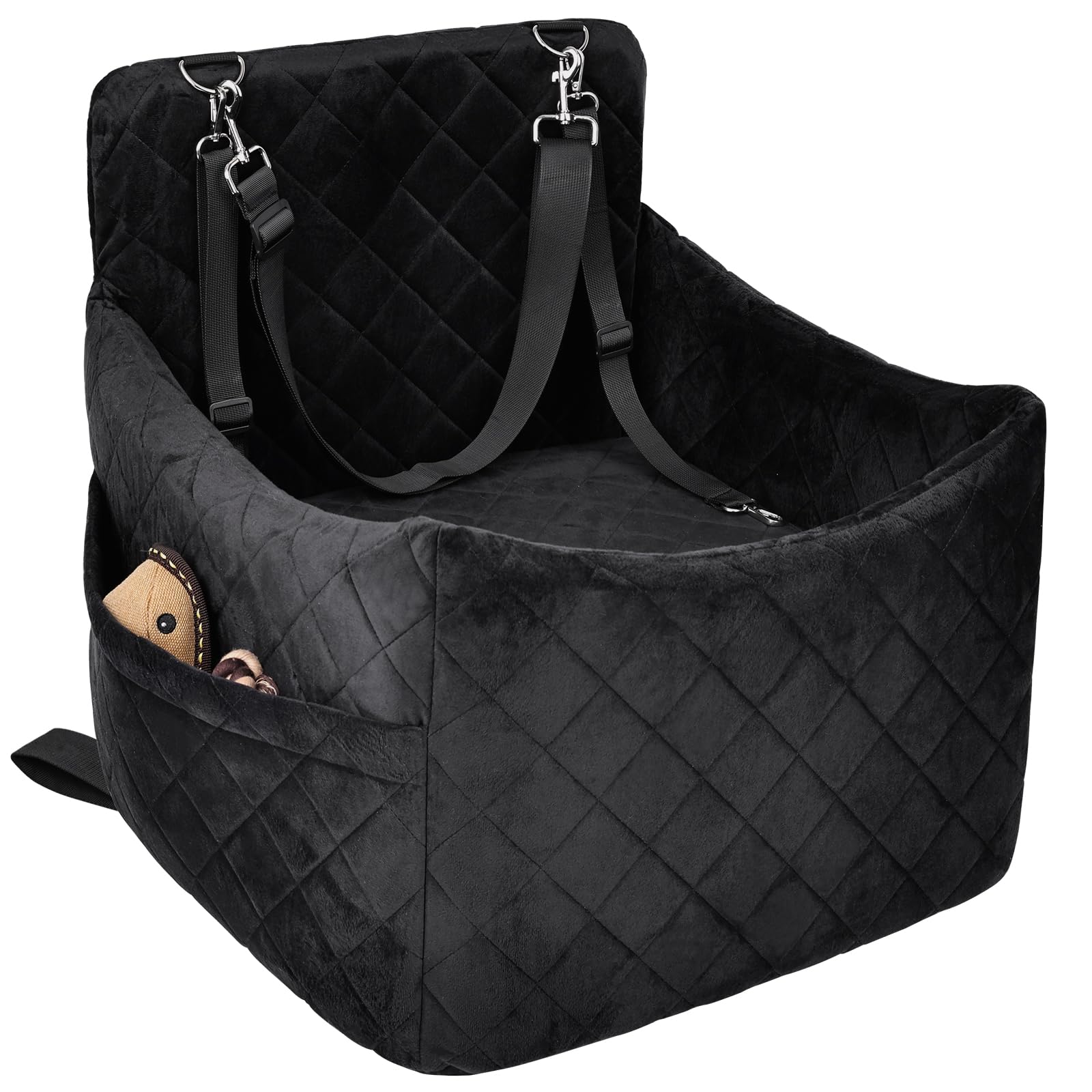 SANUODO dog car seat with memory foam booster supporting small and medium dogs during travel