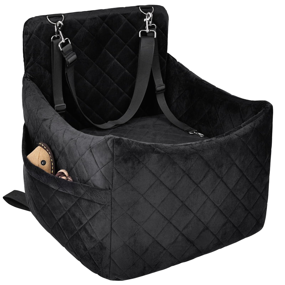 SANUODO dog car seat with memory foam booster supporting small and medium dogs during travel