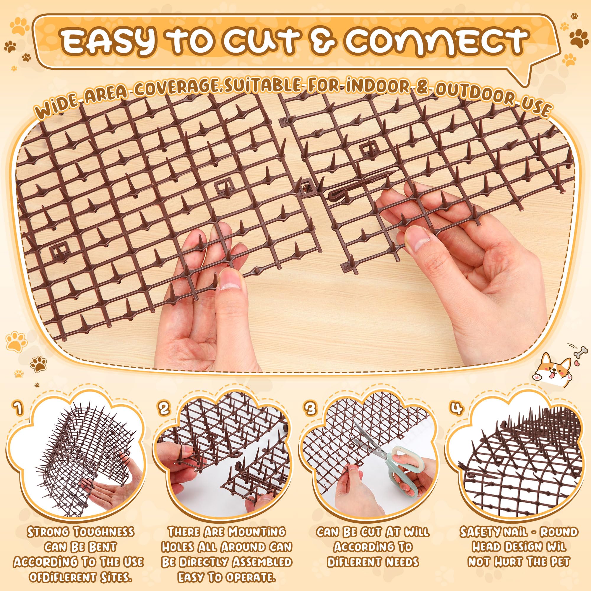 Sanwuta cat deterrent mat in garden setup deters cats from plants.