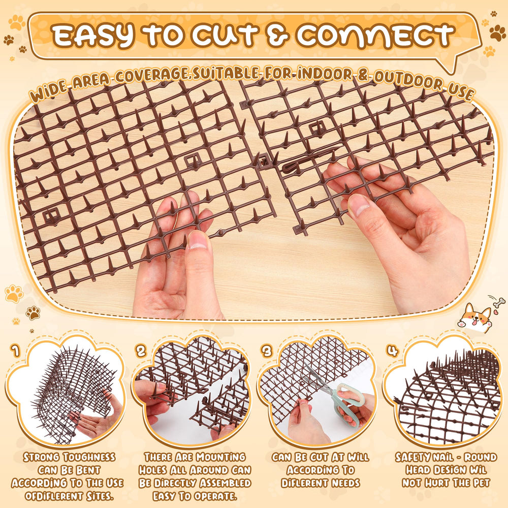 Sanwuta cat deterrent mat in garden setup deters cats from plants.