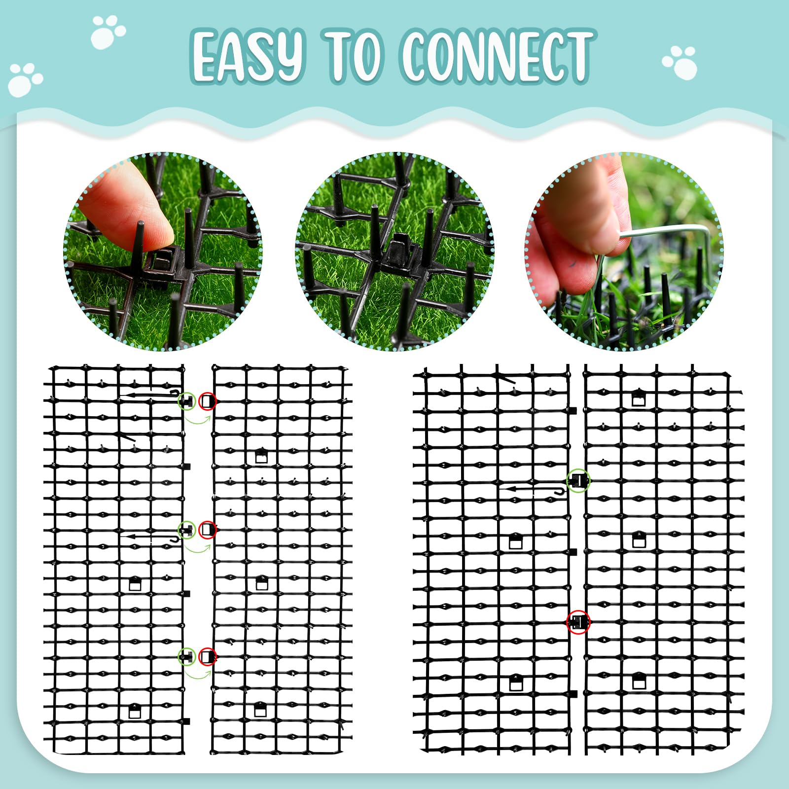 Sanwuta Cat Spike Mat includes ten U shaped staples for anchoring.