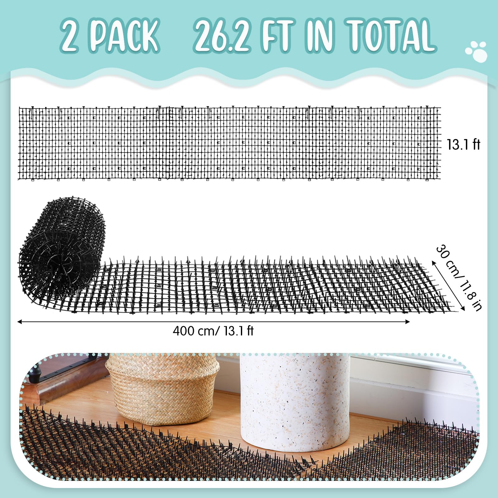 Sanwuta Cat Spike Mat used indoors to shield furniture from claws.