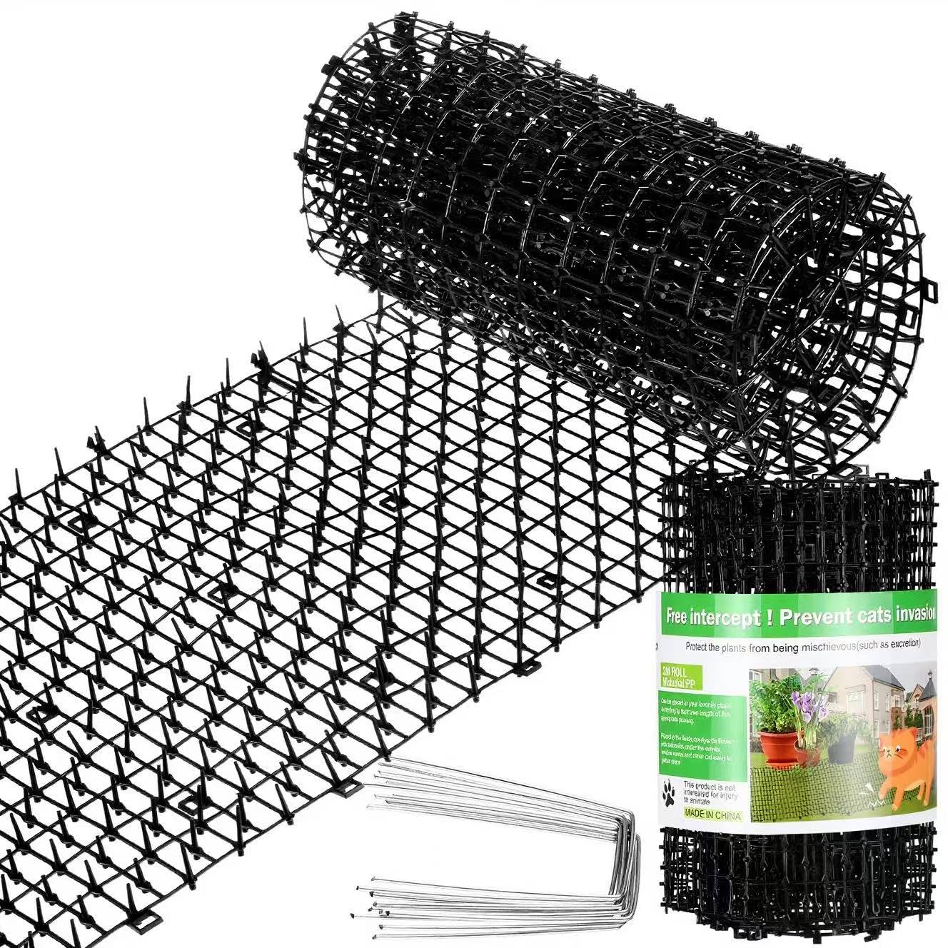 Sanwuta Cat Spike Mat outdoor installation protects garden edges and plants.