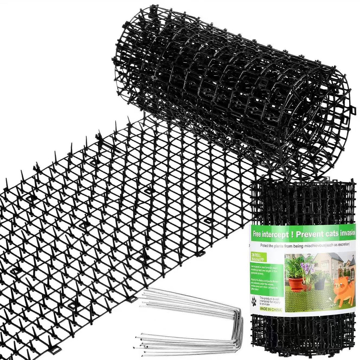 Sanwuta Cat Spike Mat outdoor installation protects garden edges and plants.