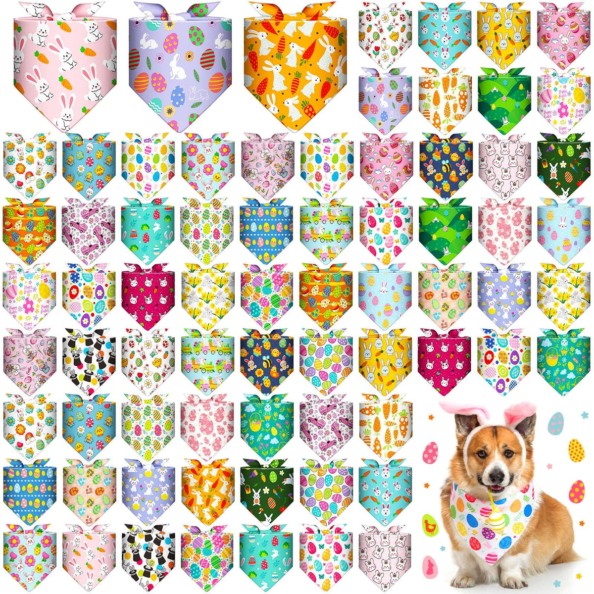 Sanwuta dog bandana bulk 72pcs in multicolor for daily wear and events.