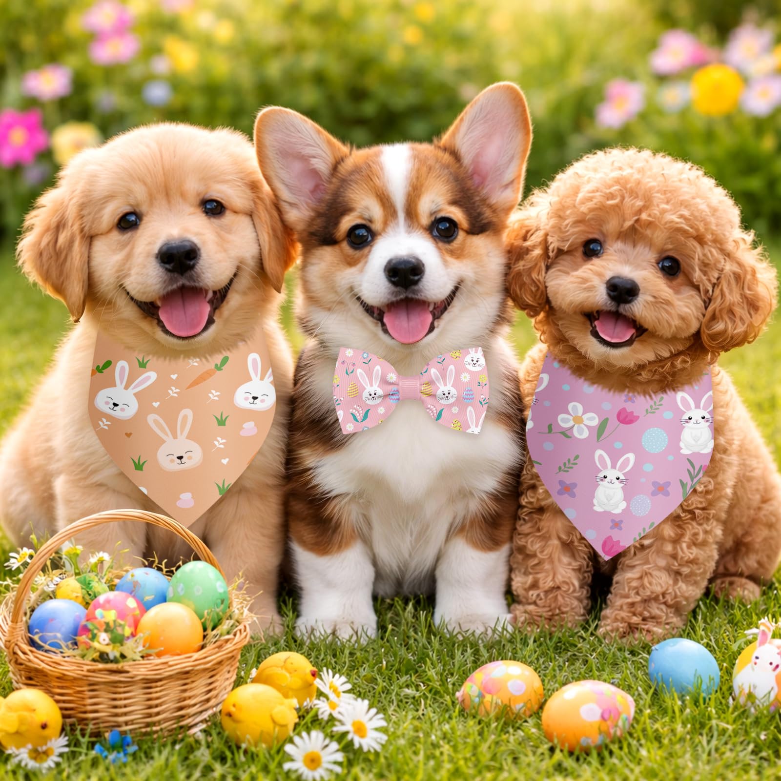 Sanwuta Easter bandana set offers 50 bandanas and 50 bows for versatile styling
