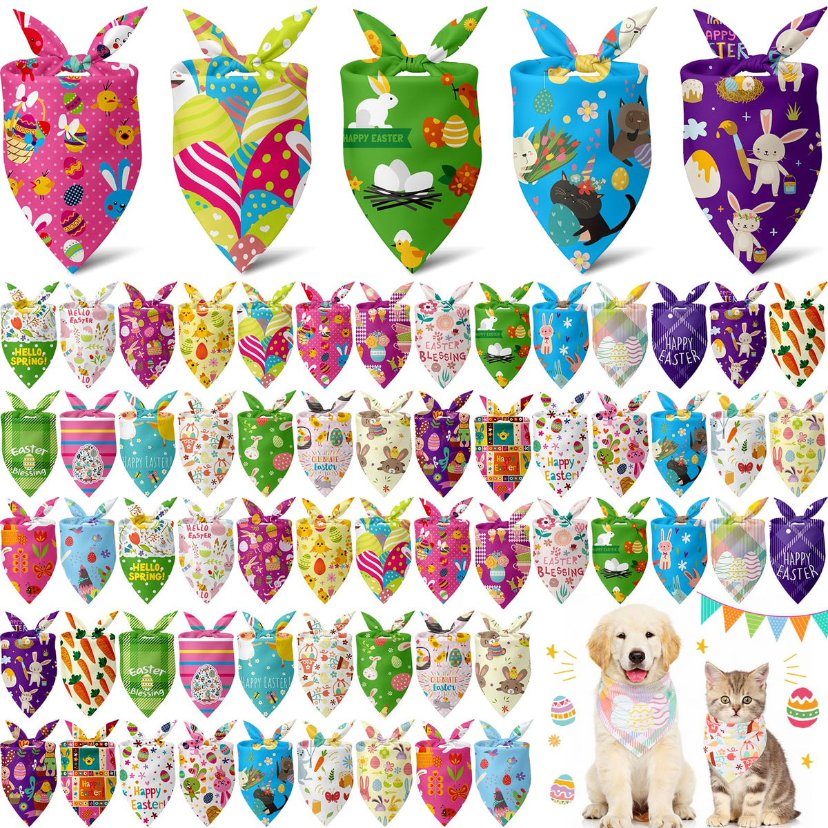 Sanwuta Easter dog bandana with bunny pattern for festive photos.