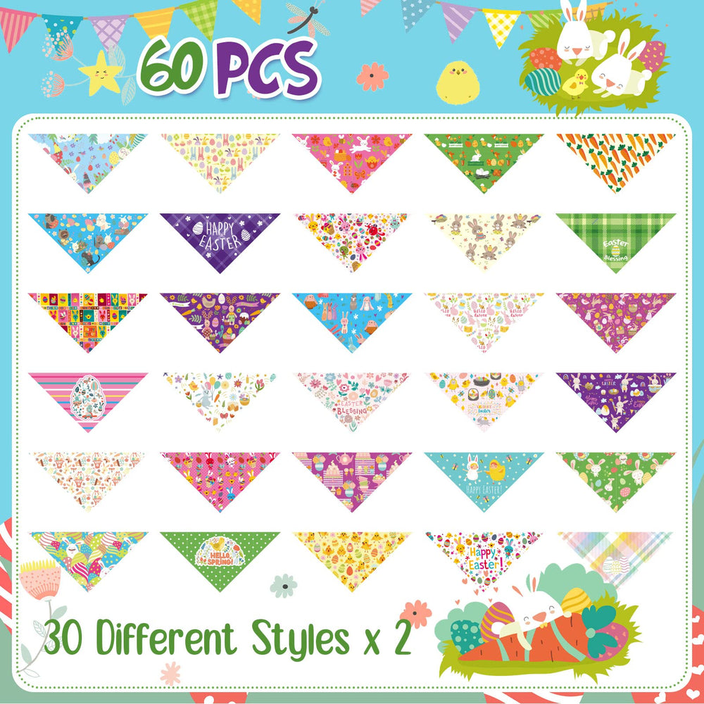 Sanwuta triangle scarf with Easter patterns, suitable for small and medium dogs.