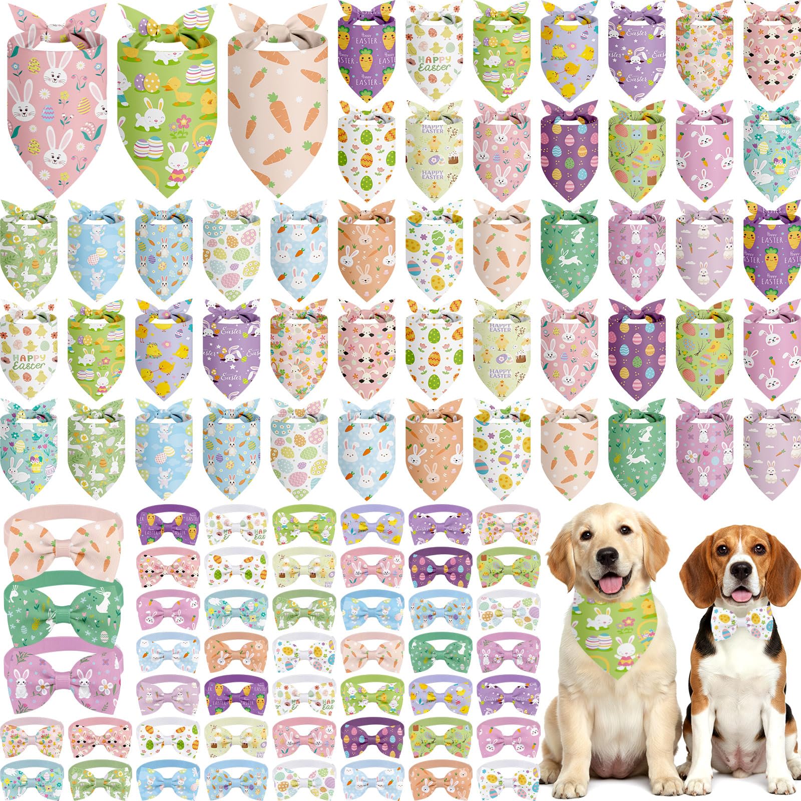 Sanwuta Easter dog bandana with bunny pattern for festive photos