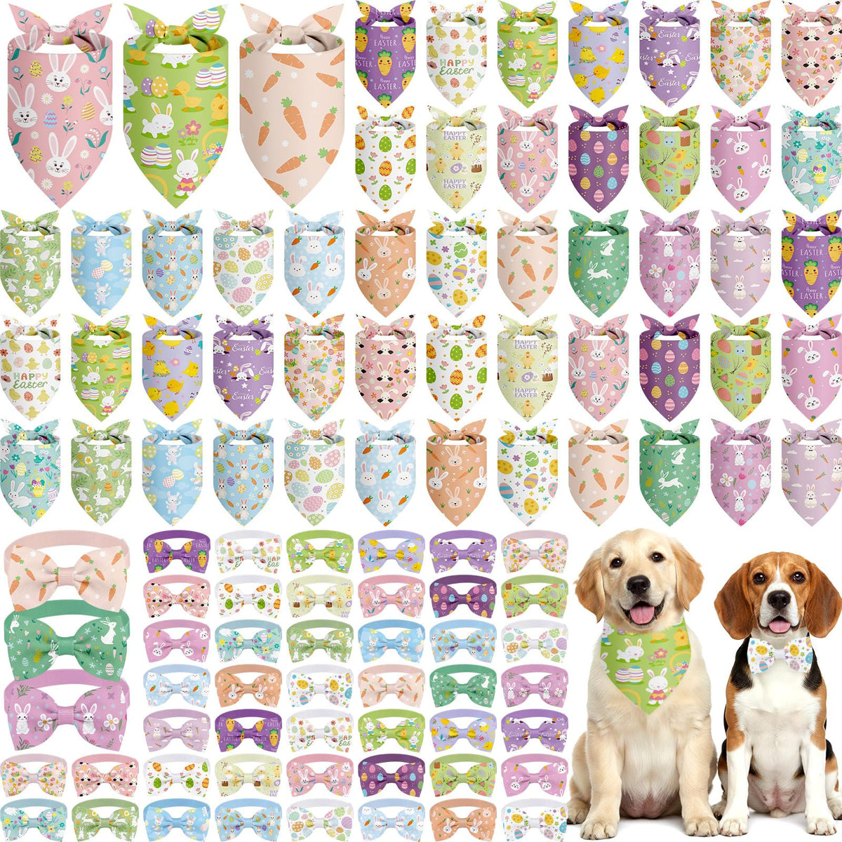Sanwuta Easter dog bandana with bunny pattern for festive photos
