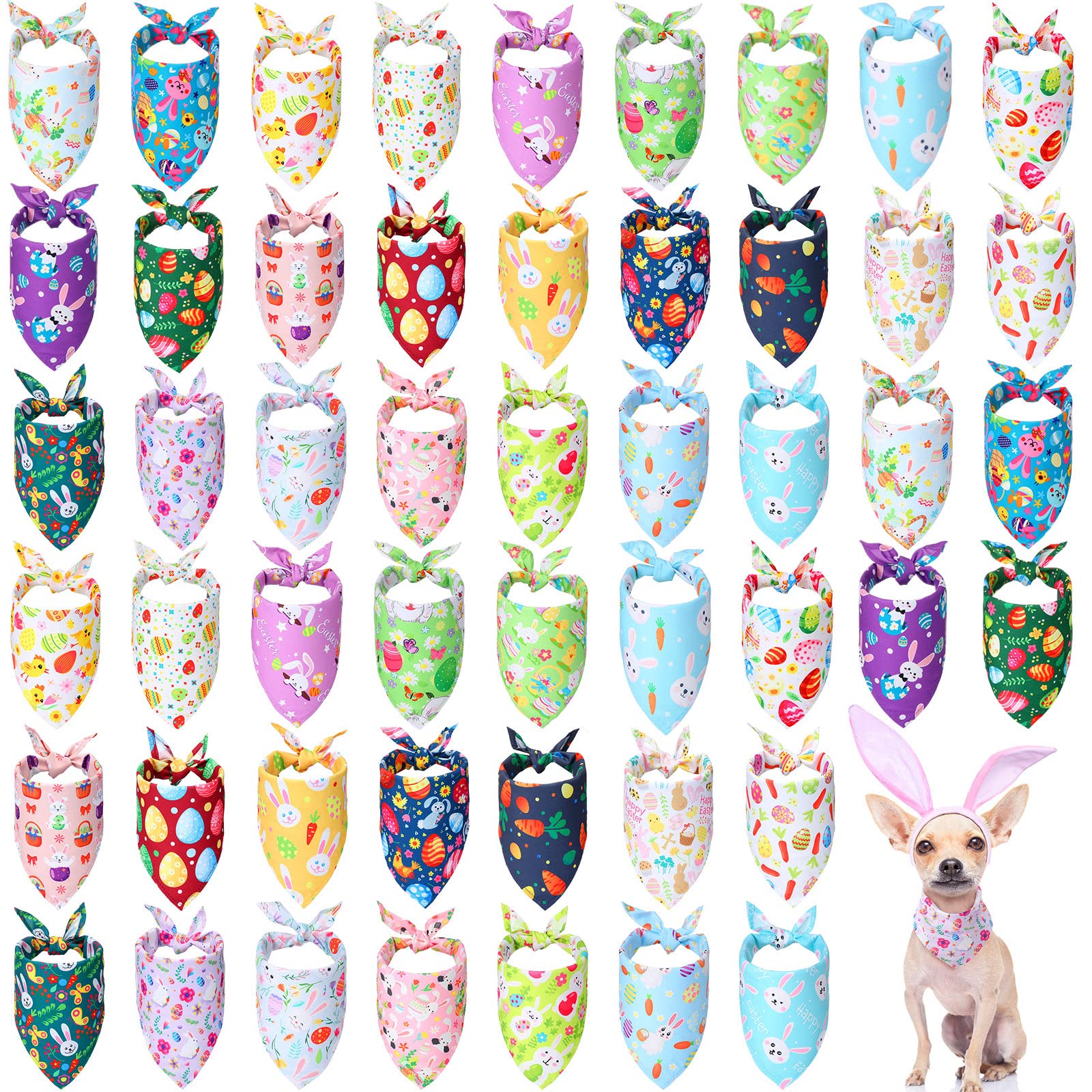 Sanwuta Easter dog bandana with egg pattern for festive pet photos
