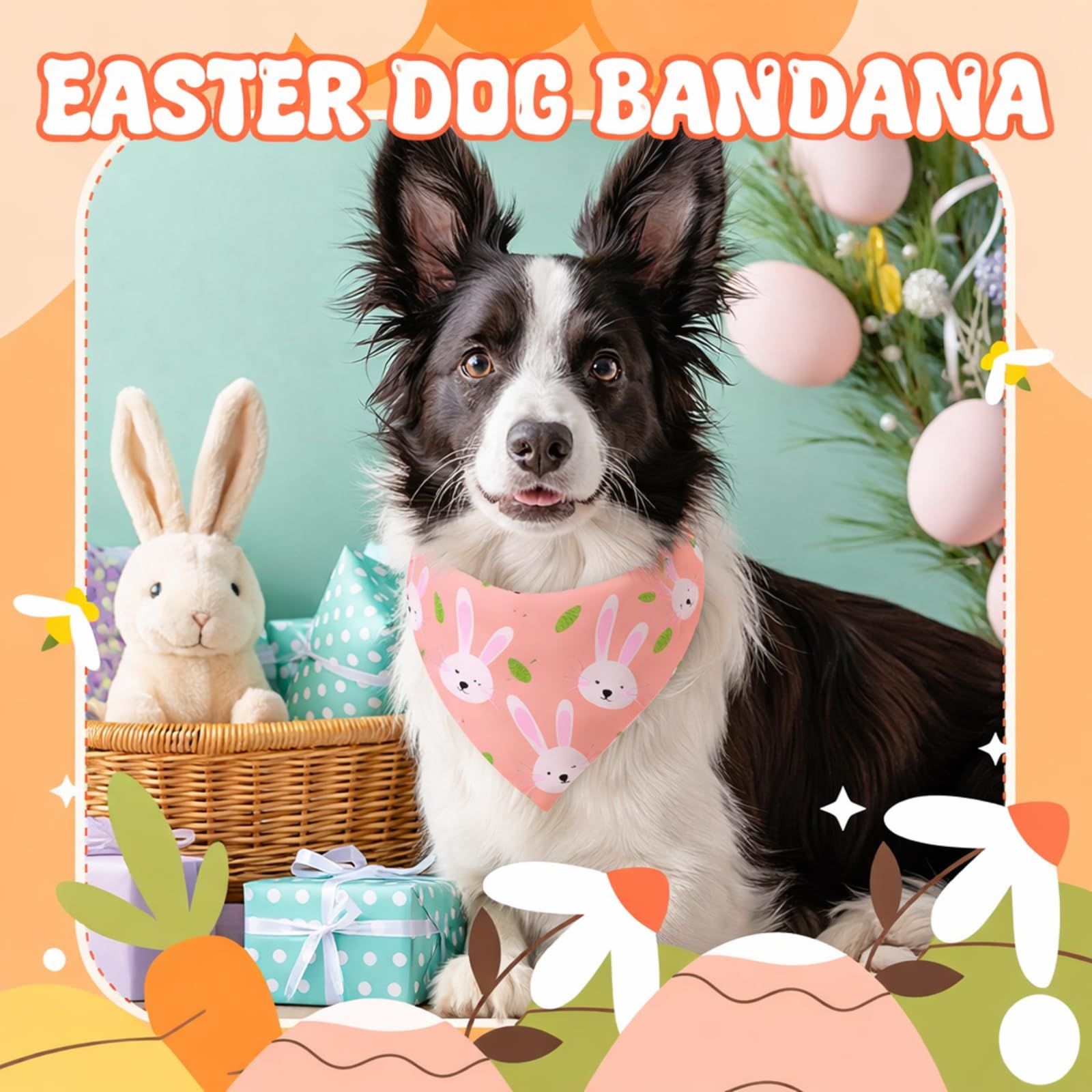 Sanwuta Easter dog bandana serves as a versatile photo prop.