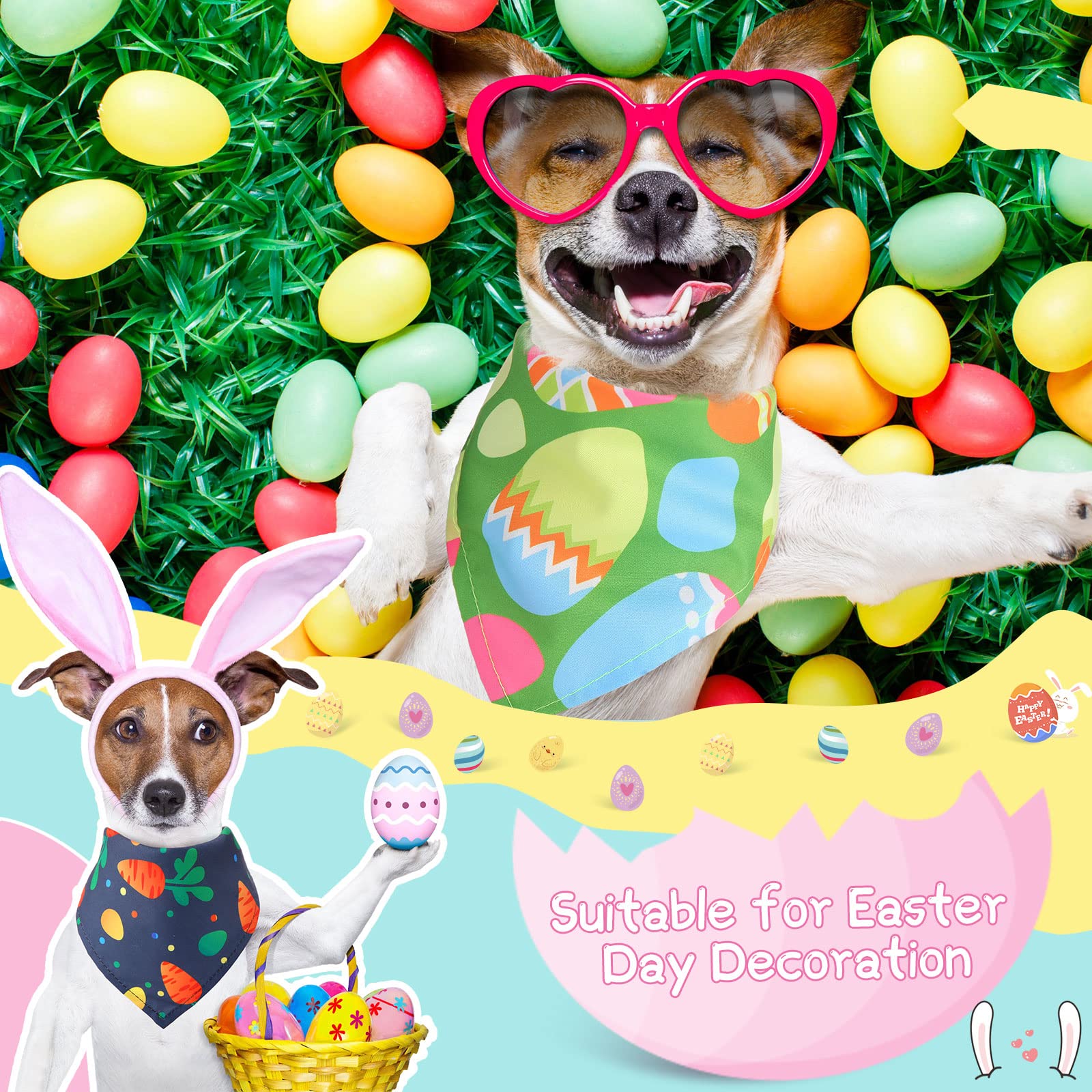 Sanwuta Easter dog bandana with rabbit pattern for cute dress-up