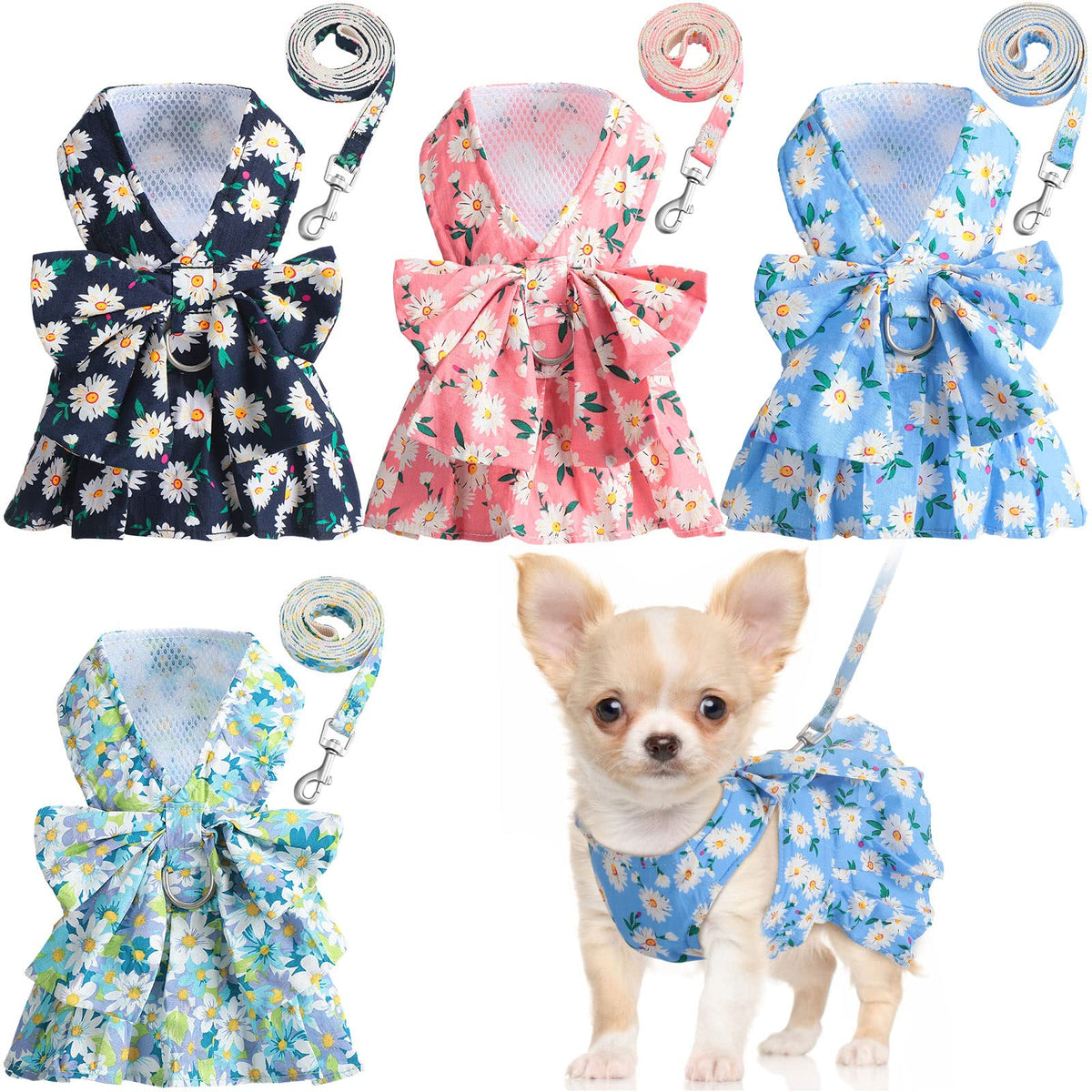 Sanwuta glacier blue harness dress bowknot for stylish daily walks