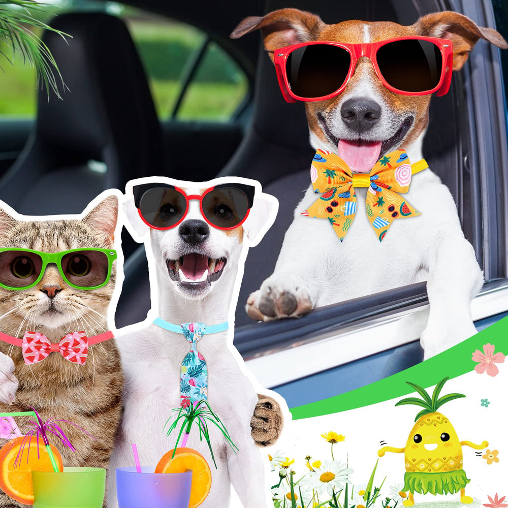 Sanwuta Hawaii summer pattern dog bow-tie adds vibrant days out