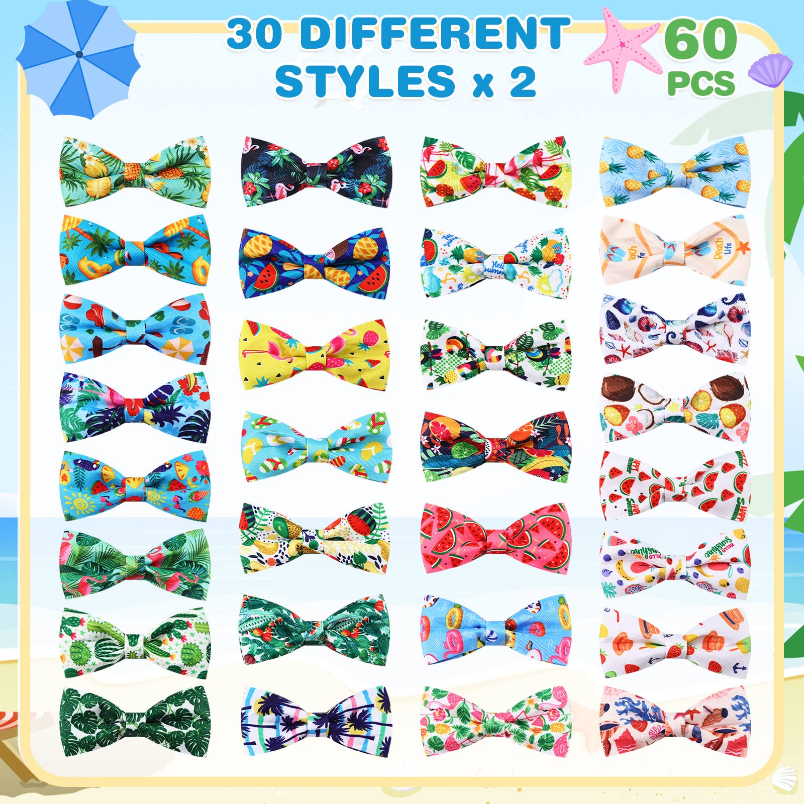 Hawaiian themed Sanwuta dog bows brighten outfits for summer photos
