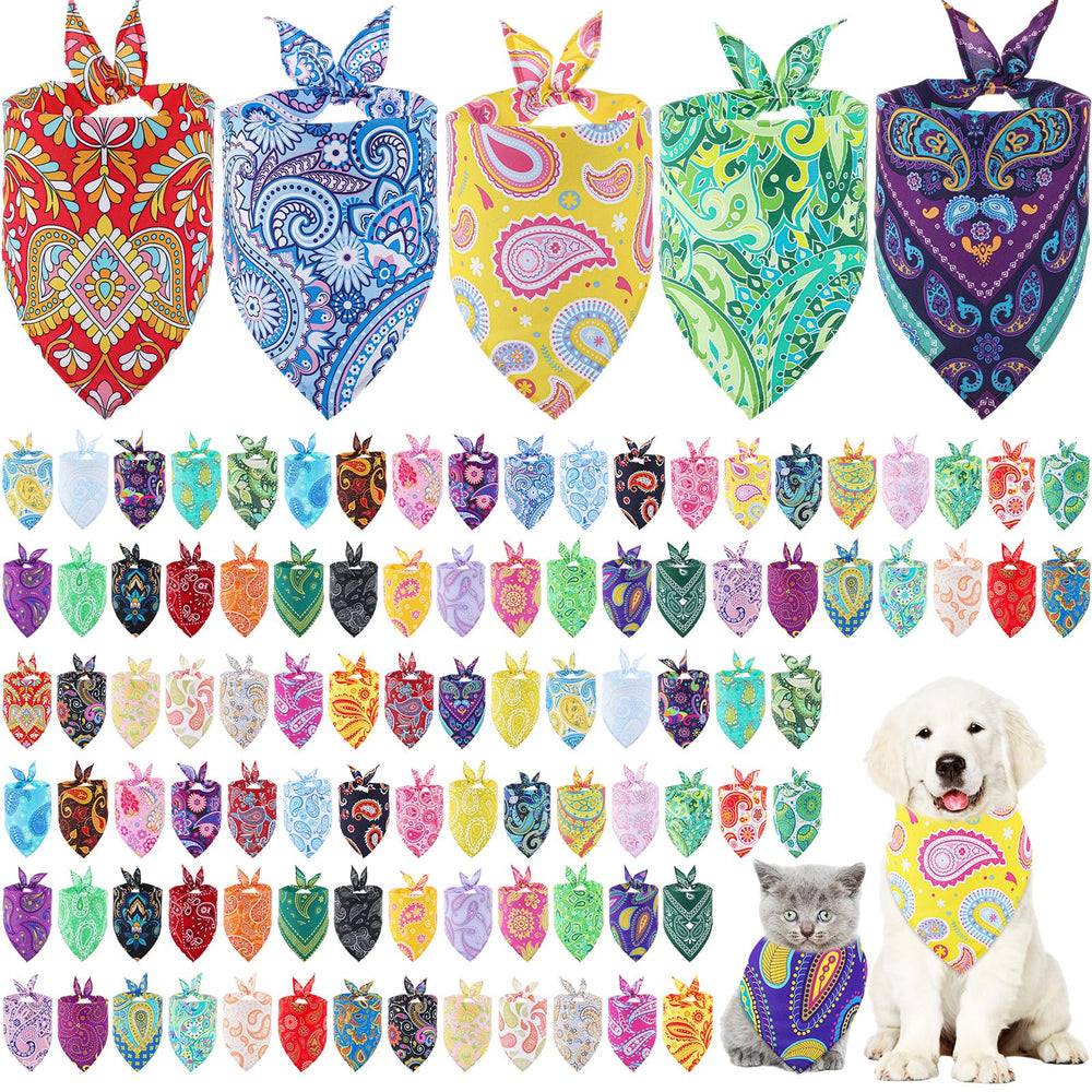 Sanwuta paisley dog bandana multicolor pattern for stylish grooming and daily wear.