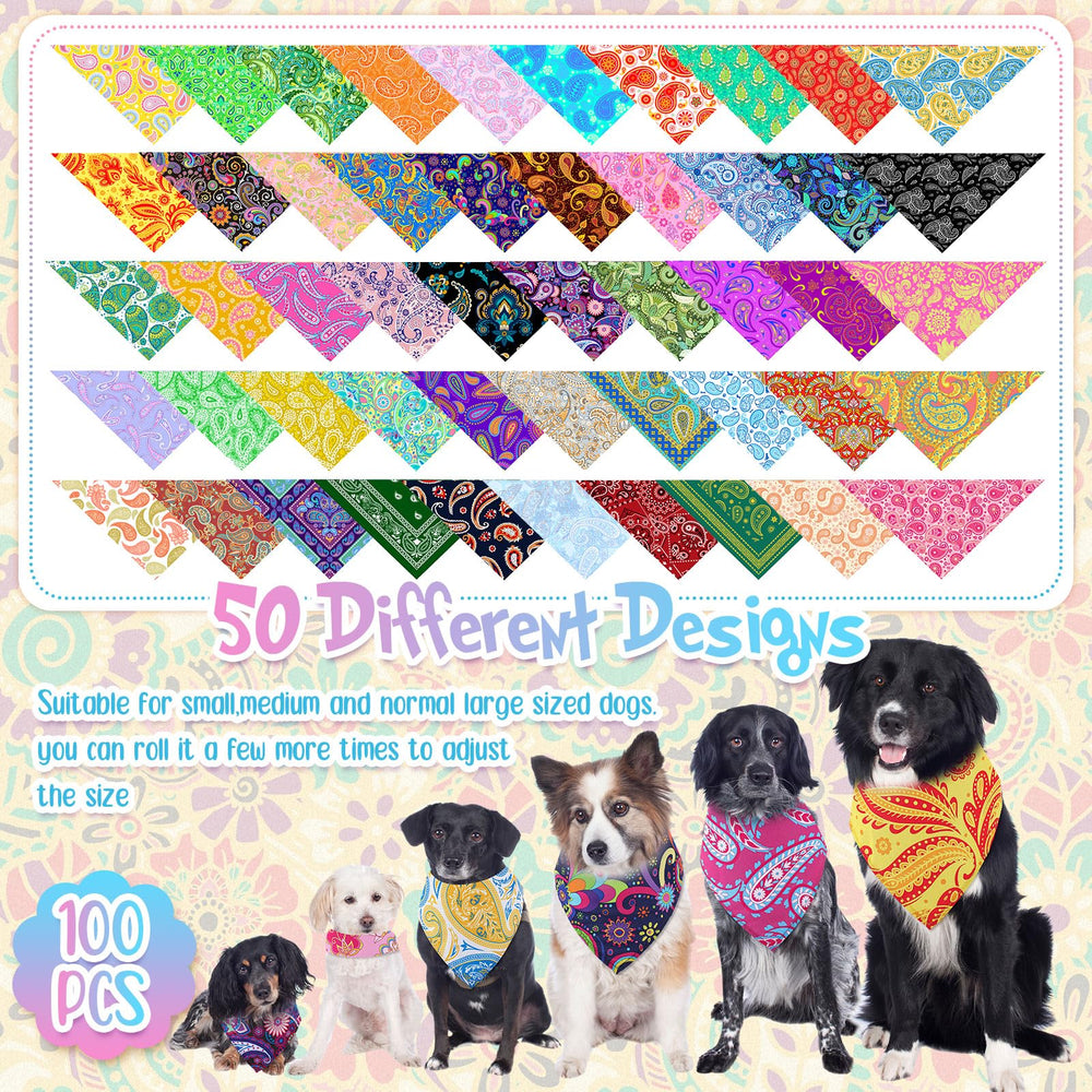 Sanwuta 100-piece bandana set ideal for groomers and pet lovers.