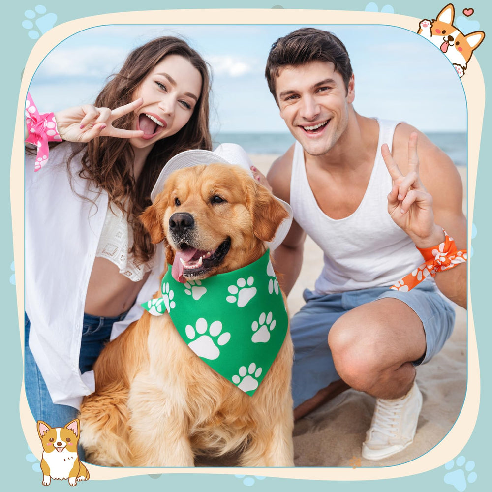 Sanwuta paw-themed bandana at a pet party, great for photoshoots