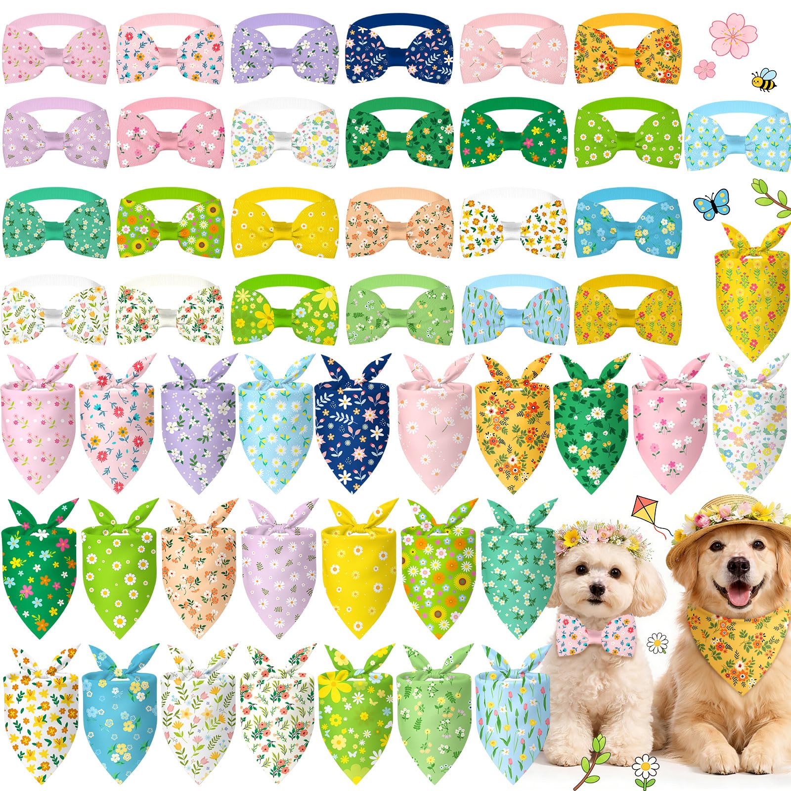 Sanwuta spring dog bandana with daisy design for festive photos.