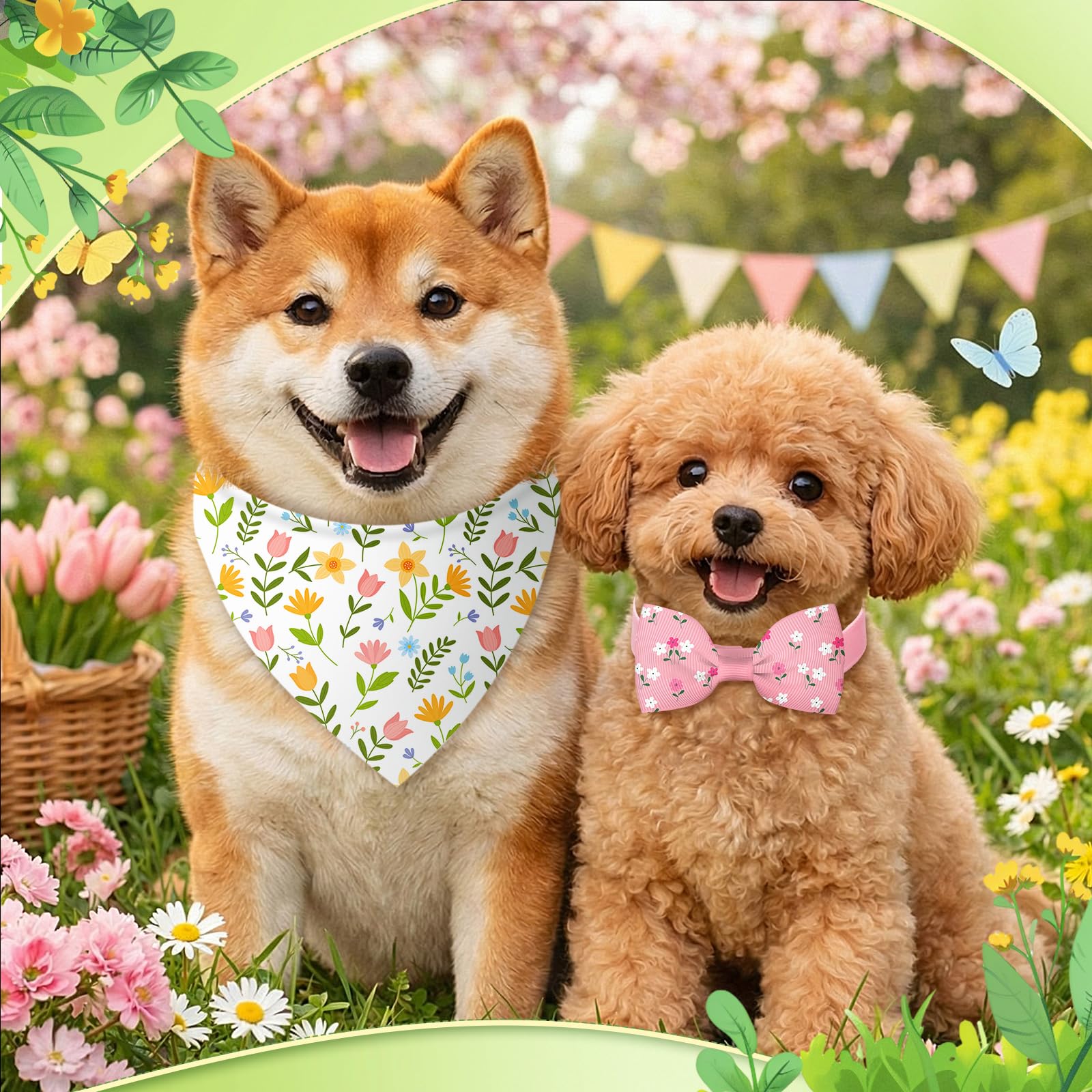 Sanwuta spring dog bandana flower pattern adds vibrant park style.