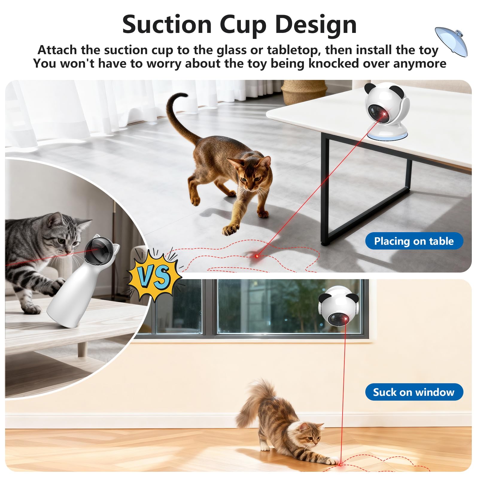 Saolife laser cat toy multi-angle adjustment for flexible placement.